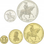 Juan Carlos I
Ecu Issues
Serie 5 monedas 1, 5, 10, 50 y 100 Ecu. 1989. AR (2) y AU (3). Rapto de Europa, Carlos I, Plus Ultra, Felipe II y Carlos I....