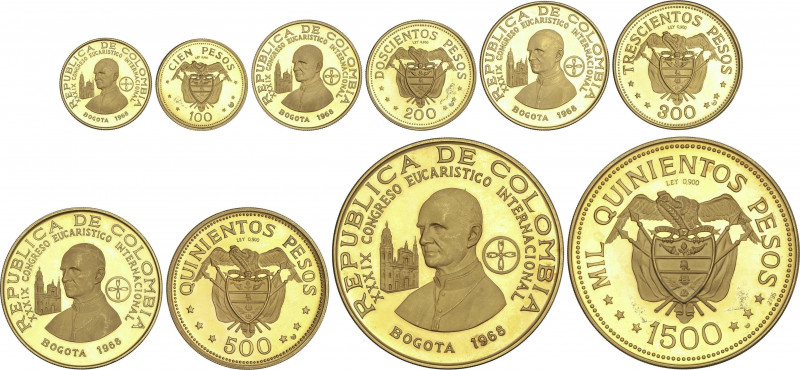 World Coins
Colombia
Serie 5 monedas 100, 200, 300, 500 y 1.500 Pesos. 1968-B....