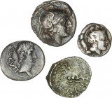 Lots and Collections
Lote 4 monedas. GRECIA ANTIGUA a IMPERIO ROMANO. Incluye Dióbolo de Calabria, Quinario Republicano anónimo, quinario época de Au...
