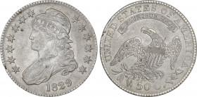 World Coins
United States of America
1/2 Dollar. 1829. 13,35 grs. AR. Tipo Capped Bust. (Pequeña grieta en canto). KM-37. MBC+/EBC-.