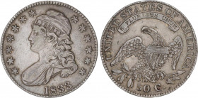 World Coins
United States of America
1/2 Dollar. 1833. 13,27 grs. AR. Tipo Capped Bust. (Leves rayitas). Pátina. KM-37. MBC.
