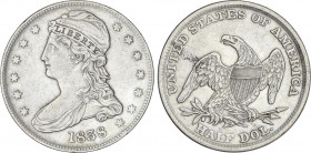 World Coins
United States of America
1/2 Dollar. 1838. 13,24 grs. AR. Tipo Capped Bust. KM-65. MBC+.