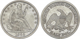 World Coins
United States of America
1/2 Dollar. 1844-O. NEW ORLEANS. 13,19 grs. AR. Tipo Liberty seated. KM-68. MBC+/EBC-.