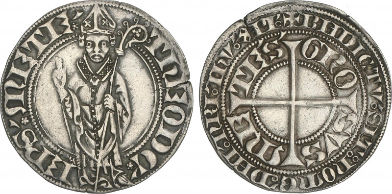 World Coins
France
Gros. (1365-1384). THIÉRI V DE BOPPART. METZ. ESCASA. Anv.:...