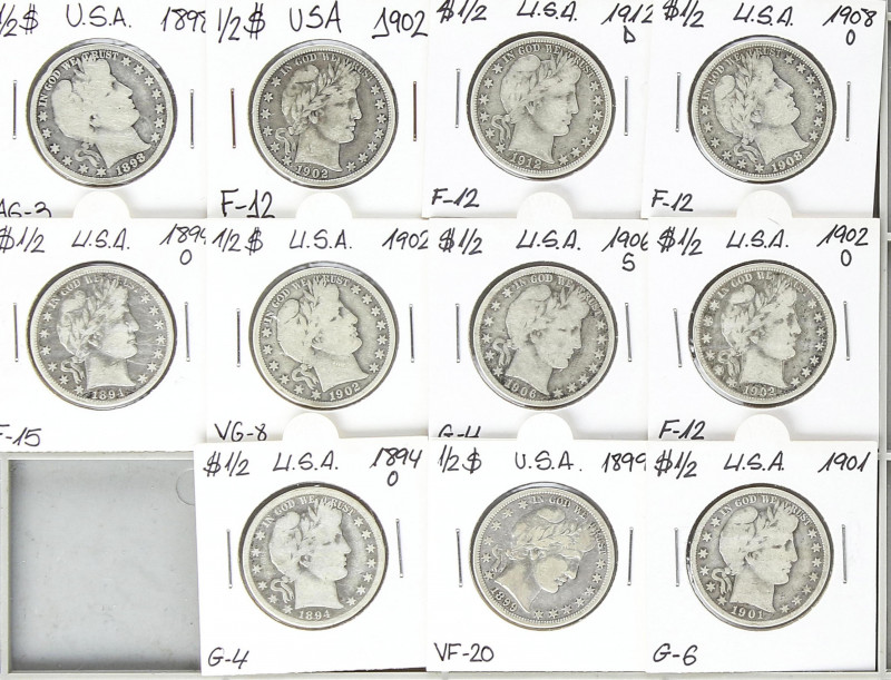 World Coins
United States of America
Lote 11 monedas 1/2 Dollar. 1894 a 1912. ...