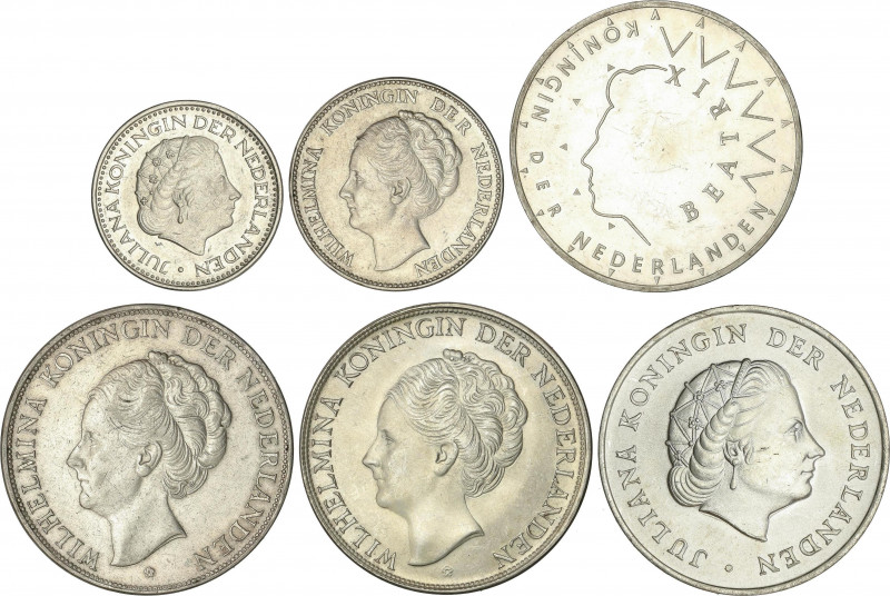 World Lots and Collections
Lote 6 monedas 1 (2), 2 1/2 (3) y 50 Gulden. 1929 a ...