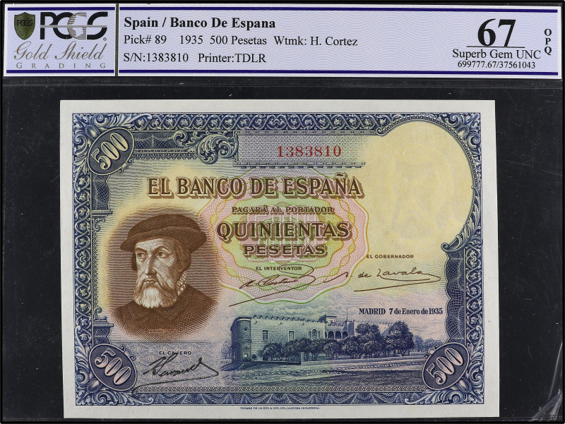 Spanish Banknotes
Guerra Civil
500 Pesetas-. 7 Enero 1935. Hernán Cortés. Prec...