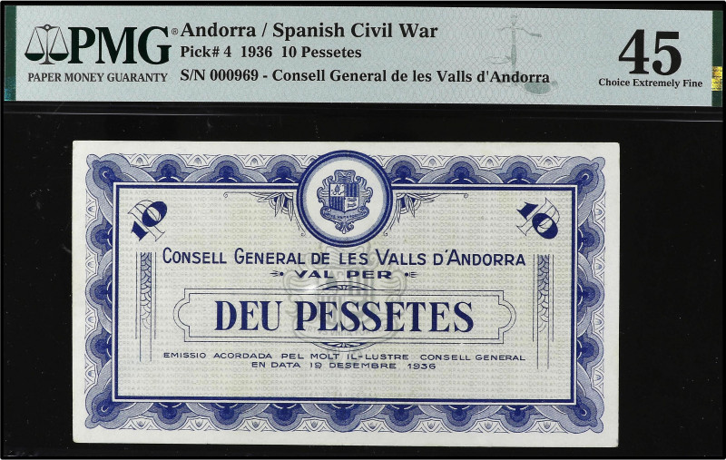 General Council of Andorra
10 Pessetes. 19 Desembre 1936. CONSELL GENERAL DE LE...