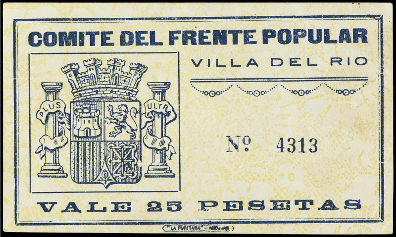 Paper Money of the Civil War
Andalucia
25 Pesetas. COMITÉ DEL FRENTE POPULAR d...