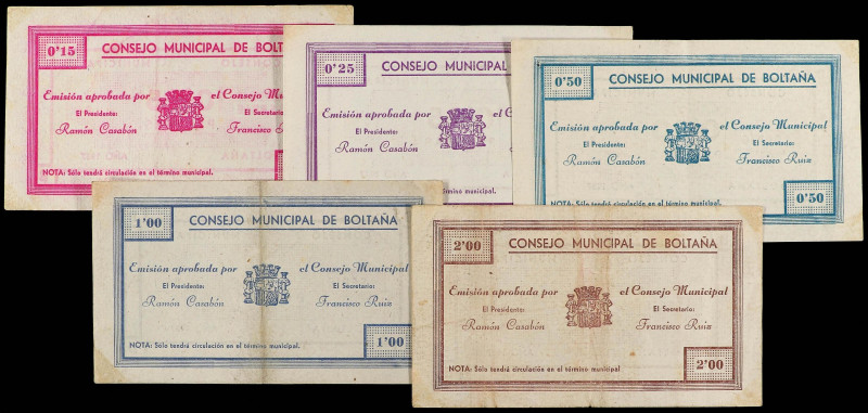 Paper Money of the Civil War
Aragon-Franja de Ponent
Lote 5 billetes 15, 25, 5...