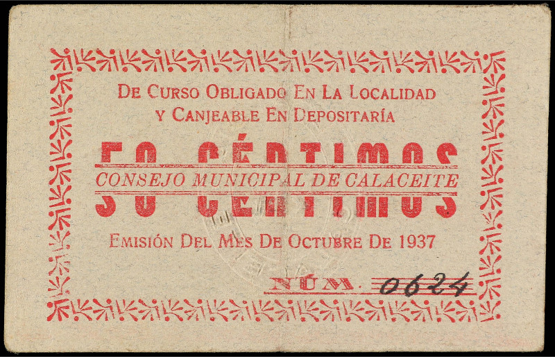 Paper Money of the Civil War
Aragon-Franja de Ponent
50 Céntimos. C.M. de CALA...