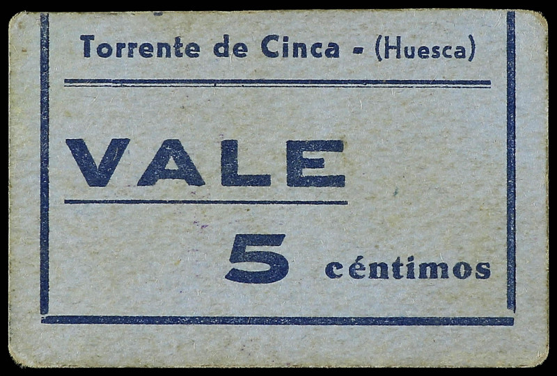 Paper Money of the Civil War
Aragon-Franja de Ponent
5 Céntimos. ALCALDÍA CONS...