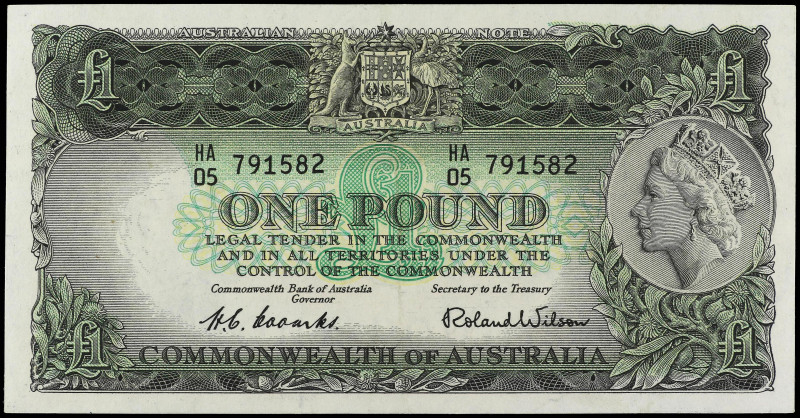 World Banknotes
1 Pound. (1953-60). AUSTRALIA. C. Stur y H. Hume. Firma de H.C....