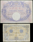 World Banknotes
Lote 2 billetes 20 y 50 Francs. 1912. FRANCIA. ESCASOS. (Pequeñas roturas y manchitas). Pick-64e, 68b. MBC-.