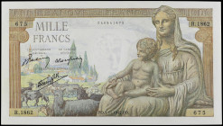 World Banknotes
1.000 Francs. Noviembre 1942. FRANCIA. Ceres sentada con Hermes. (Arruguitas). Pick-102. SC-.
