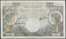 World Banknotes
1.000 Francs. Julio 1944. FRANCIA. (Algo sucio). Pick-96b. EBC-.