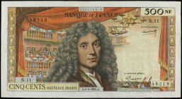 World Banknotes
500 Nouveaux Francs. Septiembre 1963. FRANCIA. Poquelin. (Puntos de grapa). Pick-145a. MBC.