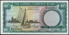 World Banknotes
10 Shillings. (1965-70). GAMBIA. Trabajadores en campo. Pick-1a. SC.