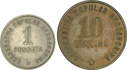 Company Stores and Propaganda Tokens
Lote 2 monedas 10 Cèntims y 1 Pesseta. Guerra civil. Cooperativa Popular BESCANONINA. RARAS. L-1889/1890. EBC-.
