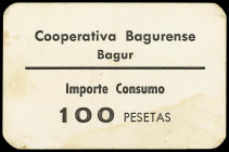 Company Stores and Propaganda Tokens
100 Pesetas. COOPERATIVA BAGURENSE. BAGUR. MUY ESCASO. Cartulina. (Manchitas). L-2002. (EBC).