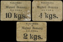 Company Stores and Propaganda Tokens
Lote 3 fichas 2, 4 y 10 Kgs Harina. PANADERÍA DE MIGUEL BONANY. LA PERA. Cartón. Numeraciones algo bajas. (Uno h...