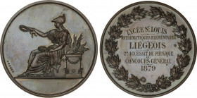 World Medals
Concurso Matemáticas. 1879. LIEGEOIS. FRANCIA. Anv.: Atenea entronizada a izquierda sosteniendo laureas. Rev.: Laurea, dentro leyenda in...