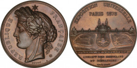 World Medals
Exposition Universelle. 1878. PARÍS. FRANCIA. Anv.: REPUBLIQUE FRANÇAISE. Busto de la República a izquierda, encima estrella. Rev.: EXPO...