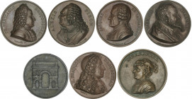 World Medals
Lote 7 medallas Personajes históricos (6) y Puerta S. Martin. 1809 a 1821. FRANCIA. Br. Ø 39 a 43 mm. Personajes: A. Pison, Destouches, ...