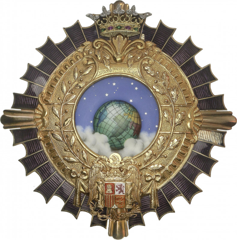 Spanish Decorations
Gran Placa. Anv.: Bola del mundo sobre cielo estrellado y n...