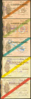 Conjunto de 5 billetes de 5 Pesetas, 10 Pesetas, 25 Pesetas, 50 Pesetas y 100 Pesetas emitidos por la sucursal de Gijón el 5 de Noviembre de 1936. (Ed...