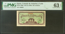 40 Céntimos. 1937. Asturias y León. Sin serie. (Edifil 2021: 395, Pick: S602). Apresto original. SC. Encapsulado PMG63EPQ.