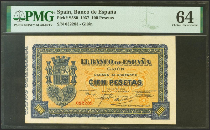 100 Pesetas. 1 de Junio de 1937. Asturias y León. Sin serie. (Edifil 2021: 399, ...