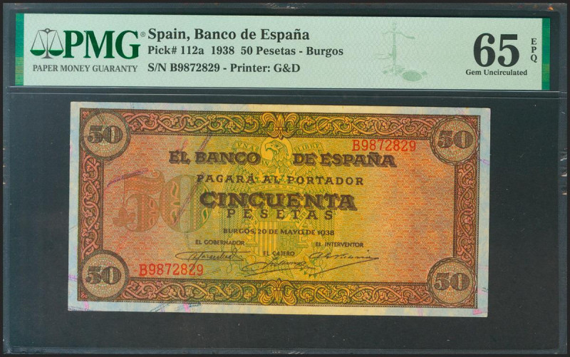 50 Pesetas. 20 de Mayo de 1938. Serie B. (Edifil 2021: 431a, Pick: 112a). Raro e...