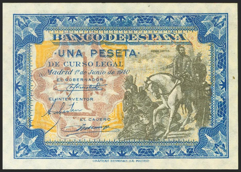 1 Peseta. 1 de Junio de 1940. Serie C. (Edifil 2021: 441a). Apresto original. SC...