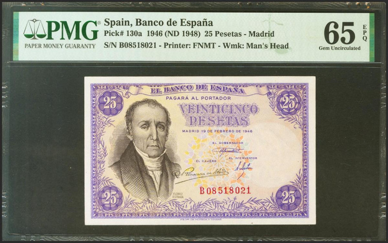 25 Pesetas. 19 de Febrero de 1946. Serie B. (Edifil 2021: 450a, Pick: 130a). Inu...