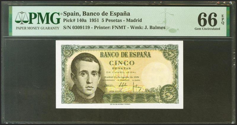 5 Pesetas. 16 de Agosto de 1951. Sin serie. (Edifil 2021: 459, Pick: 140a). Apre...