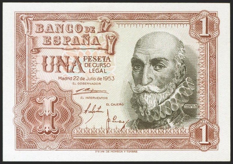 1 Peseta. 22 de Julio de 1953. Serie S. (Edifil 2021: 465a). Apresto original. S...