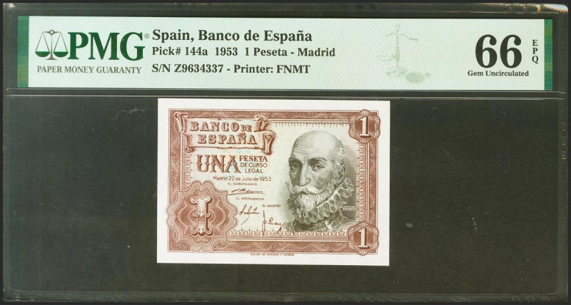 1 Peseta. 22 de Julio de 1953. Serie Z. (Edifil 2021: 465a, Pick: 144a). Apresto...