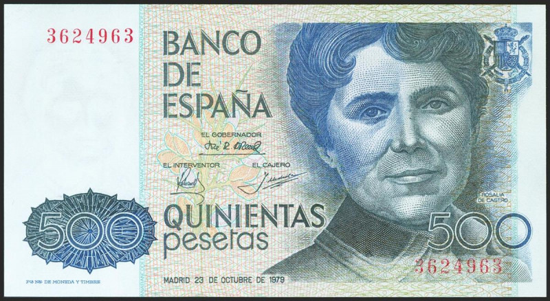 500 Pesetas. 23 de Octubre de 1979. Sin serie. (Edifil 2021: 476). SC.