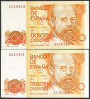 200 Pesetas. 16 de Septiembre de 1980. Pareja correlativa. Sin serie. (Edifil 2021: 480). SC-.