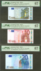 Conjunto de 3 billetes de 5 Euros, 10 Euros y 20 Euros emitidos el 1 de Enero de 2002 con la serie V (España) y todos ellos fimados por Duisenberg. (E...