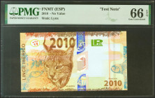Prueba de billete de la FNMT, emitido en el 2010. No catalogado. Encapsulado PMG66EPQ. SC.