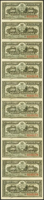 BANCO ESPAÑOL DE LA ISLA DE CUBA. 20 Centavos. 15 de Febrero de 1897. Serie I. (...