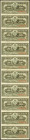 BANCO ESPAÑOL DE LA ISLA DE CUBA. 20 Centavos. 15 de Febrero de 1897. Serie I. (Edifil 2017: 85). Pliego completo de 10 billetes. Inusual. SC/SC-.