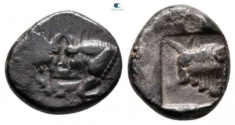 Caria. Uncertain mint circa 450-400 BC. 
Hemidrachm AR

13 mm, 2,15 g



...