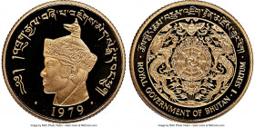 Jigme Singye Wangchuk gold Proof "Two Dragons" Sertum 1979 PR69 Ultra Cameo NGC, KM51. Mintage: 1,000. Sold with original case of issue and COA. AGW 0...