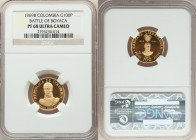 Republic gold Proof "Battle of Boyacá" 100 Pesos 1969-B PR68 Ultra Cameo NGC, Bogota mint, KM238. Mintage: 6,000. AGW 0.1244 oz. 

HID09801242017

© 2...
