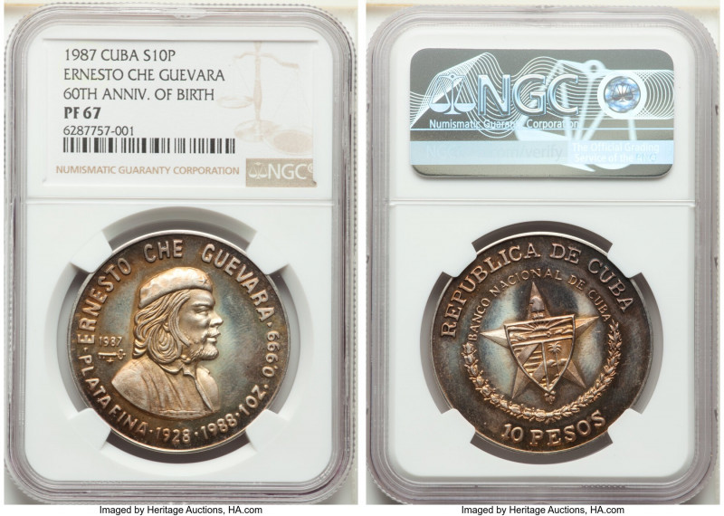 Republic Proof "Ernesto Che Guevara 60th Anniversary of Birth" 10 Pesos 1987 PR6...