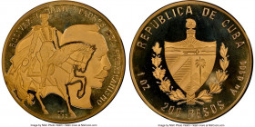 Republic gold Proof Piefort "Bolivar & Marti" 200 Pesos 1993 PR67 Ultra Cameo NGC, Havana mint, KM-P56. Mintage: 15. Plain edge. 

HID09801242017

© 2...