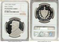 Republic platinum Proof "Fidel Castro" 500 Pesos 1993 PR69 Ultra Cameo NGC, KM605. Mintage: 18. 

HID09801242017

© 2022 Heritage Auctions | All Right...